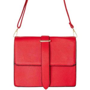 Luxe opvallende roodkleurige tas - met een stevige bodem - afgesloten met een klep die door middel van twee magneten sluit - de binnenkant is gevoerd - voorzien van twee ruime binnenvakken - voor uzelf of Bestel Een Kado