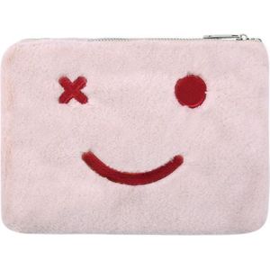 Vrolijk Make-up tasje roze - met ritssluiting - lekker zacht - handig mee te nemen - koop hem voor uzelf of Bestel Een Kado