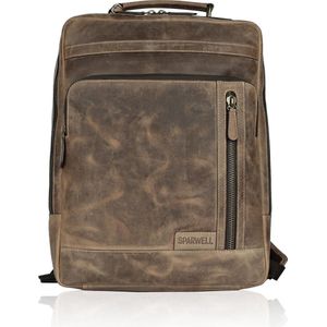 Sparwell Tough Toby Leren laptop rugzak 15.6 inch | Cognac