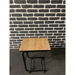 C Zittafel met Wielen - Bijzettafel - C-salontafel op Wielen - Salontafel - Banktafel - Serveertafel - Nesttafel - Atlantische Pijnboom - 35x47x60 cm