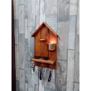 Elif meubel - 3 planken en 3 haken - Huisvormige Sleutelkastje - Sleutelkastje voor Aan de Muur - Cadeau voor in Huis - Cadeau Idee - 3 Haken
