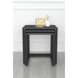 SNS Home - Set van 3 Coffee Tables Metal - Salontafel - Bijzettafel - Set van 3 Coffee Metalen Nesttafel - Antraciet