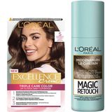L'Oréal Excellence Creme 5 Lichtbruin + Magic Retouch Uitgroeispray Middenbruin 75 ml Pakket