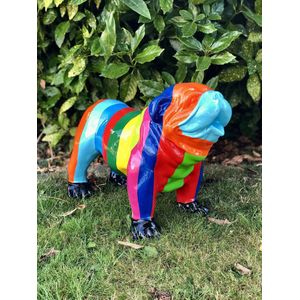 Engelse bulldog bol klein multicollor 41 cm hoog - hond - dog - polyester - polystone - beeld - tuinbeeld - hoogkwalitatieve kunststof - decoratiefiguur - interieur - accessoire - voor binnen - voor buiten - cadeau - geschenk