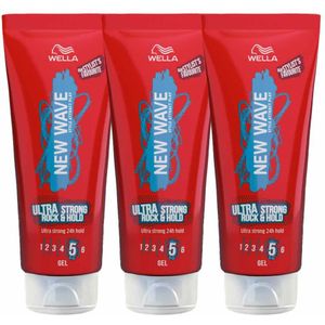 3x Wella New Wave Rock & Hold Ultra Strong Gel 200 ml