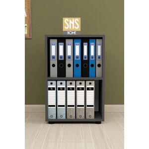 SNS Home, 15-01, Prismakast met 2 Planken, Boekenkast met 2 Planken, Kantoorkast, Map, Multifunctionele Kast, Keukenkast, Antraciet, 74 x 49 x 32 cm