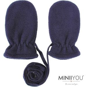 Baby Fleece winter wantjes met koord Navy (3-18 mnd) - handschoenen