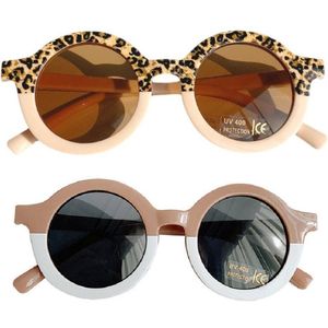 2 Stuks - Meisjes zonnebril - 3-8 jaar - UV bescherming - Luipaard Roze Strepen