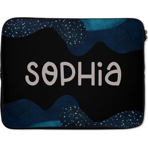 Laptophoes 15.6 inch - Sophia - Pastel - Meisje - Laptop sleeve - Binnenmaat 39,5x29,5 cm - Zwarte achterkant