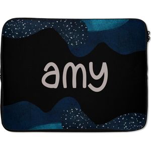 Laptophoes 17 inch - Amy - Pastel - Meisje - Laptop sleeve - Binnenmaat 42,5x30 cm - Zwarte achterkant
