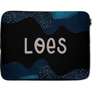 Laptophoes 15.6 inch - Loes - Pastel - Meisje - Laptop sleeve - Binnenmaat 39,5x29,5 cm - Zwarte achterkant