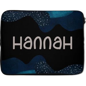 Laptophoes 15.6 inch - Hannah - Pastel - Meisje - Laptop sleeve - Binnenmaat 39,5x29,5 cm - Zwarte achterkant