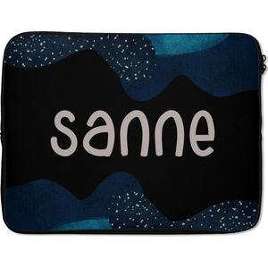 Laptophoes 17 inch - Sanne - Pastel - Meisje - Laptop sleeve - Binnenmaat 42,5x30 cm - Zwarte achterkant