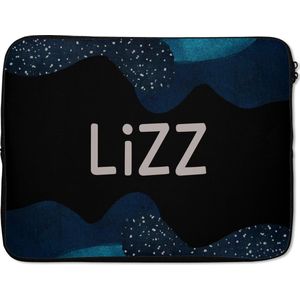 Laptophoes 15.6 inch - Lizz - Pastel - Meisje - Laptop sleeve - Binnenmaat 39,5x29,5 cm - Zwarte achterkant