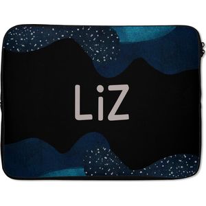 Laptophoes 15.6 inch - Liz - Pastel - Meisje - Laptop sleeve - Binnenmaat 39,5x29,5 cm - Zwarte achterkant