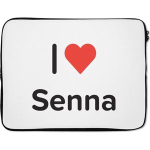 Laptophoes 17 inch - I love - Senna - Meisje - Laptop sleeve - Binnenmaat 42,5x30 cm - Zwarte achterkant