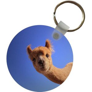 Sleutelhanger - Alpaca - Blauw - Lucht - Plastic - Rond - Uitdeelcadeautjes