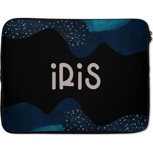 Laptophoes 15.6 inch - Iris - Pastel - Meisje - Laptop sleeve - Binnenmaat 39,5x29,5 cm - Zwarte achterkant