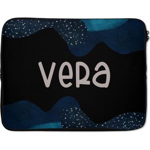 Laptophoes 17 inch - Vera - Pastel - Meisje - Laptop sleeve - Binnenmaat 42,5x30 cm - Zwarte achterkant