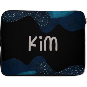 Laptophoes 15.6 inch - Kim - Pastel - Meisje - Laptop sleeve - Binnenmaat 39,5x29,5 cm - Zwarte achterkant
