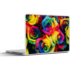 Laptop sticker - 14 inch - Rozen - Geel - Blauw - 32x5x23x5cm - Laptopstickers - Laptop skin - Cover
