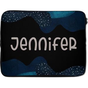 Laptophoes 17 inch - Jennifer - Pastel - Meisje - Laptop sleeve - Binnenmaat 42,5x30 cm - Zwarte achterkant
