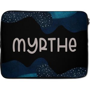 Laptophoes 15.6 inch - Myrthe - Pastel - Meisje - Laptop sleeve - Binnenmaat 39,5x29,5 cm - Zwarte achterkant