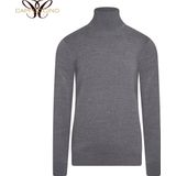 Cappuccino - Gebreide Truien - Donkergrijs - Herentrui met Rolkraag