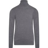 Cappuccino - Gebreide Truien - Donkergrijs - Herentrui met Rolkraag