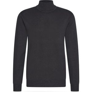 Cappuccino - Gebreide Truien - Donkergrijs - Herentrui met Rolkraag