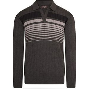Cappuccino - Gestreepte Polo - Donkergrijs - Lange Mouwen