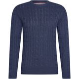 Cappuccino Italia - Cable Pullover - Heren Trui - Navy - Katoen, Polyester