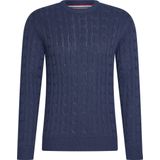 Cappuccino Italia - Cable Pullover - Heren Trui - Navy - Katoen, Polyester