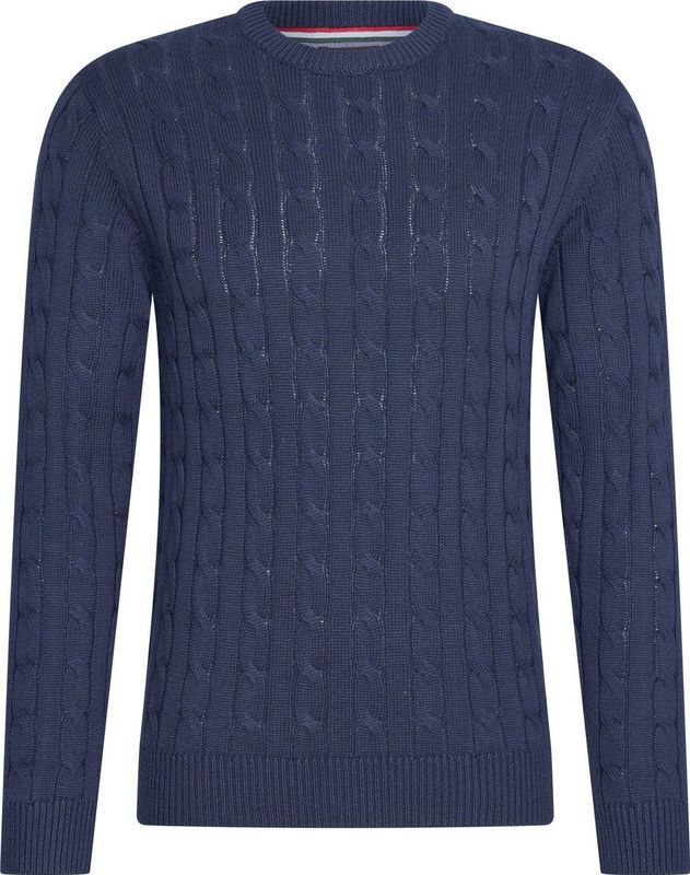 Cappuccino Italia - Cable Pullover - Heren Trui - Navy - Katoen, Polyester