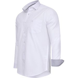 Cappuccino Italia - Heren Overhemden Overhemd Uni - Wit - Maat S