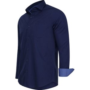 Cappuccino - Overhemd - Navy - 55% Katoen 45% Polyester