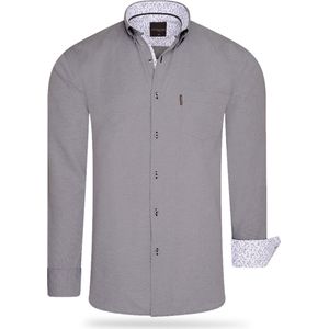 Cappuccino Italia - Heren Overhemden Regular Fit Overhemd Antraciet - Grijs - Maat XL