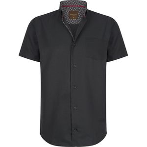 Cappuccino Italia - Overhemd Korte Mouw - Zwart/Wit - Katoen/Polyester