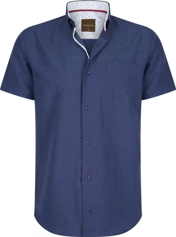 Cappuccino Italia - Overhemd Korte Mouw - Blauw - Heren