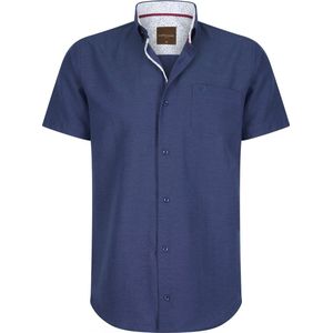 Cappuccino Italia - Heren Overhemden Korte Mouw - Navy - Blauw