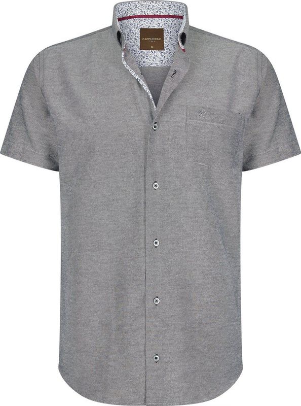 Cappuccino Italia - Overhemd Korte Mouw - Grijs - Katoen en Polyester