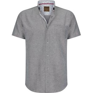 Cappuccino Italia - Overhemd Korte Mouw - Antraciet, Wit - Katoen, Polyester