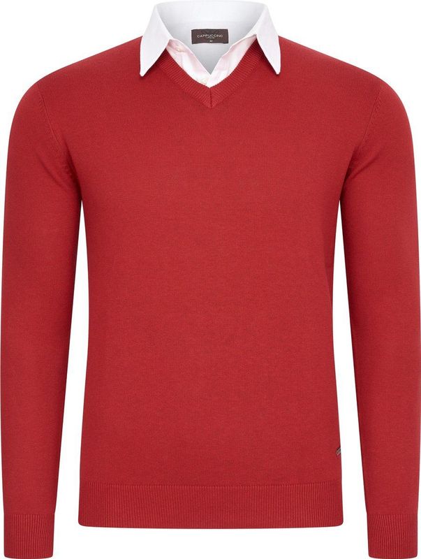 Cappuccino Italia - Heren Trui Mock Pullover - Rood
