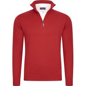Cappuccino Italia - Heren Trui Mock Zip Pullover - Rood - Katoen/Polyester