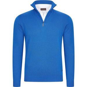 Cappuccino Italia - Mock Zip Pullover - Blauw - Katoen/Polyester