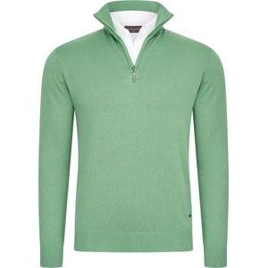 Cappuccino Italia - Heren Trui Mock Zip Pullover - Groen - Katoen/Polyester
