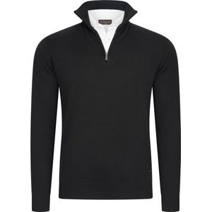 Cappuccino Italia - Heren Trui Mock Zip Pullover - Zwart