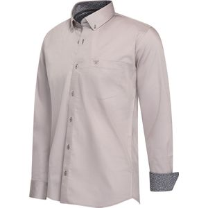 Cappuccino - Herenhemd - Bruin - Katoen met Elastaan