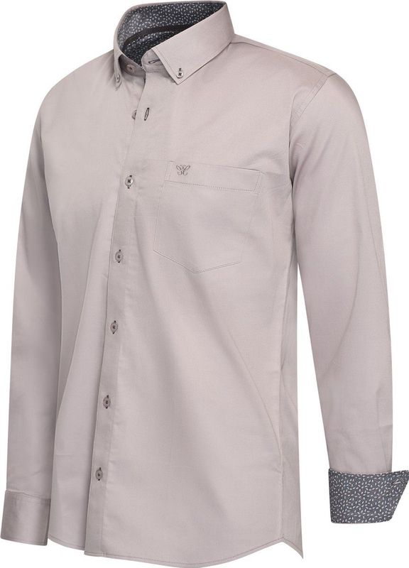 Cappuccino - Herenhemd - Bruin - Katoen met Elastaan