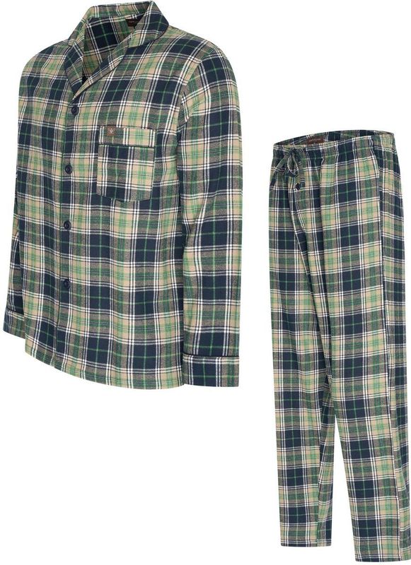 Heerlijk warme flanellen herenpyjama - Blauw